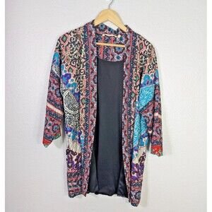 Soft Surroundings Topper Floral Women’s Large Jacket Blazer Boho Art to Wear N58